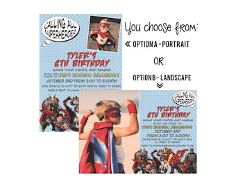 Avengers Birthday Invitation / Justice League Birthday Invitation / Superhero Digital Birthday Invitation / Photo / Printable / DIY / Boy