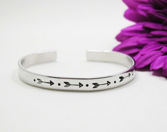 Arrow Bracelet Cuff - Custom Bracelet Cuff - Personalized Bracelet - Custom Cuff - Handstamped Cuff - Aluminum Cuff - Custom Bracelet