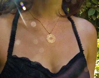 Kabbalah Necklace, Jewish jewelry, Flower of Life pendant, Gold symbolic Necklace, Sacred Geometry Pendant, Spiritual Jewelry, power jewel
