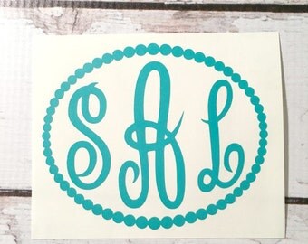Monogram Vinyl Decal Car Decal Notebook Decal Small Monogram Decal Personalized Sticker with Initials