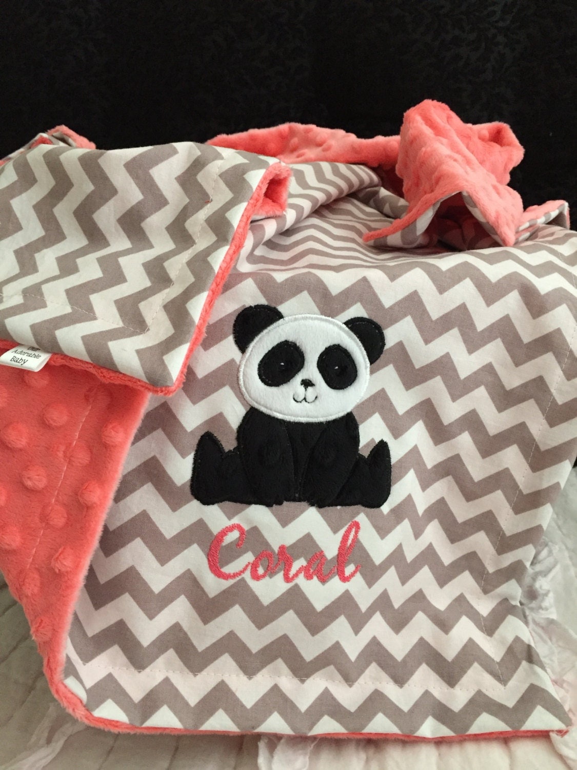 Panda Bear Baby Blanket Personalized Baby by OurAdorableBaby