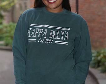Kappa Delta Comfort Color Crewneck Sweatshirt - KD Letter Shirt - Comfort Color Oversized Shirt