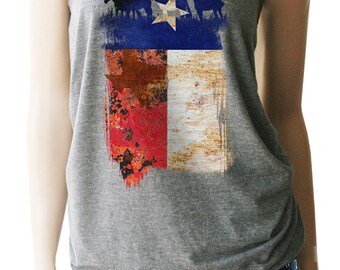 Texas Tank with Horses. Texas Shirt. Texas Flag. Red White & Blue Tank. Southern Girl Tank. Country Girl. Country Clothing.