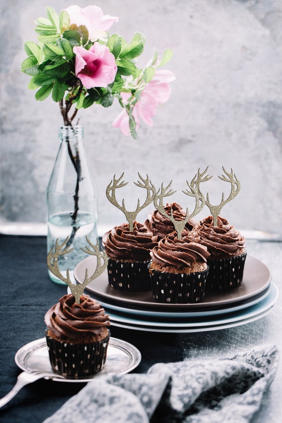 Antler Cupcake Topper Deer Cupcake Topper Deer Head Antler