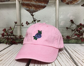 WHITE ROSE Baseball Hat Curved Bill Low Profile Embroidered