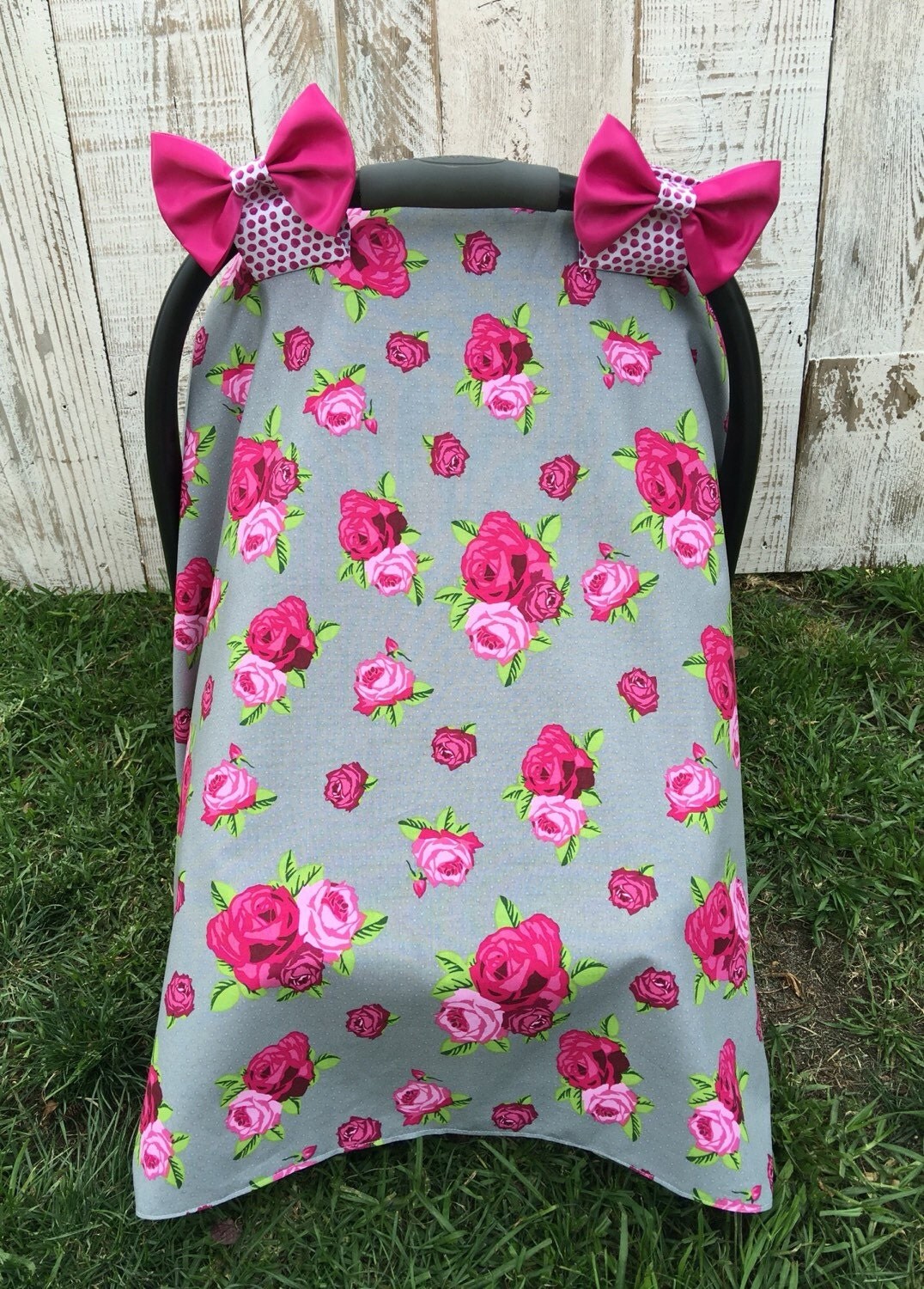 Custom Baby Girl Car Seat Cover Set Cottage Chic Roses Car