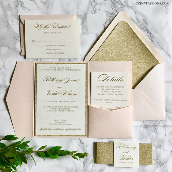 Blush And Gold Wedding Invitations 7