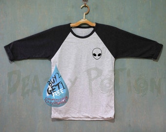 Alien Shirt Baseball Raglan Shirt Tee TShirt Unisex