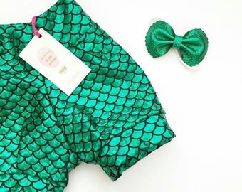 Little Mermaid Birthday Outfit - Green Mermaid Shorts - Toddler Shorts - Girls Booty Shorts - Cosplay Pants