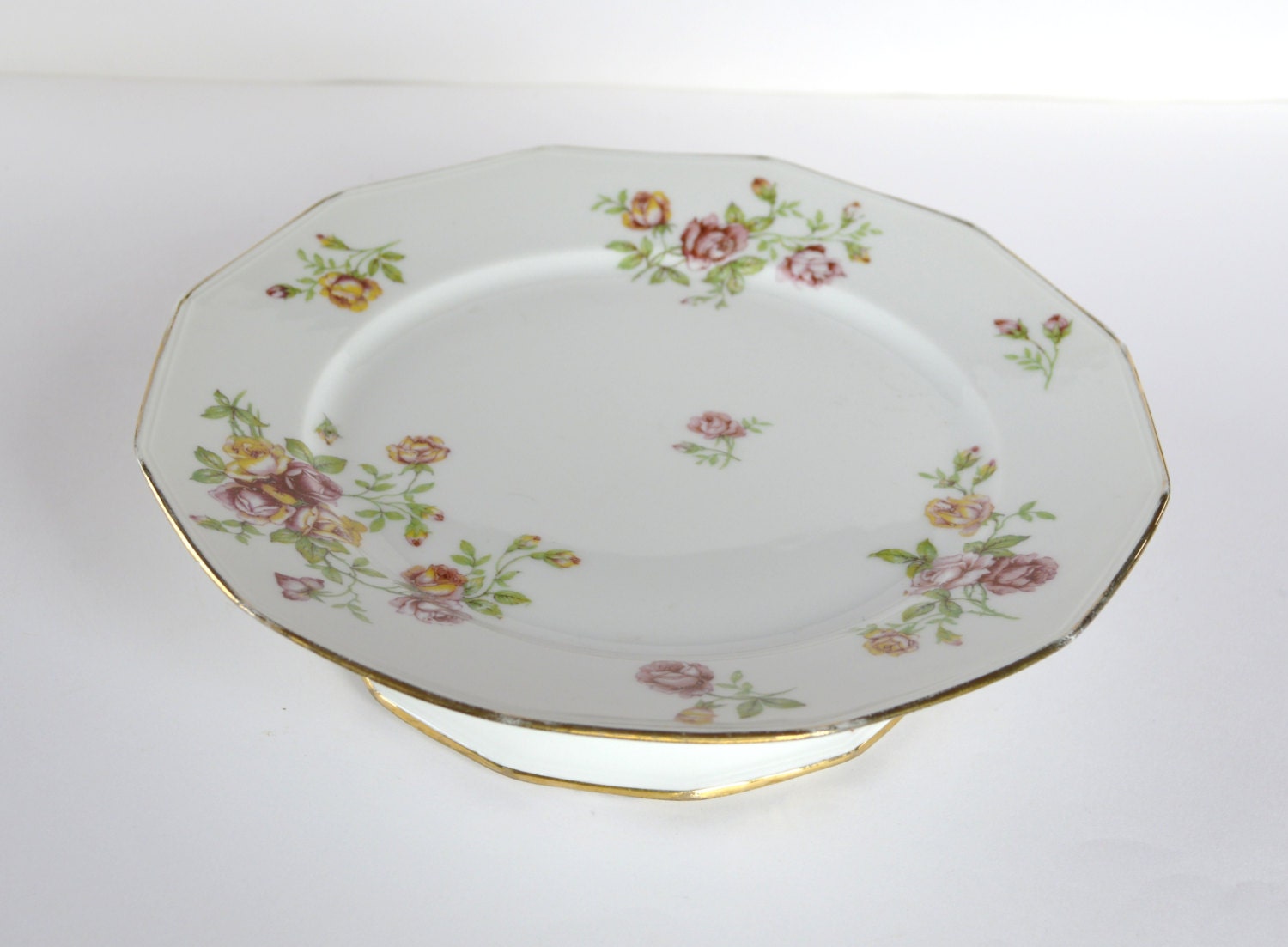 Vintage French Limoges Porcelain Cake Stand Serving dish