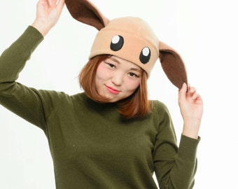 Eevee Pokemon Hat - Eevee Fleece Hat - Eevee Anime Hat - Eevee Beanie Hat - Eevee Hat - Pokemon Hat - Eevee Costume Hat - Eevee Cosplay hat
