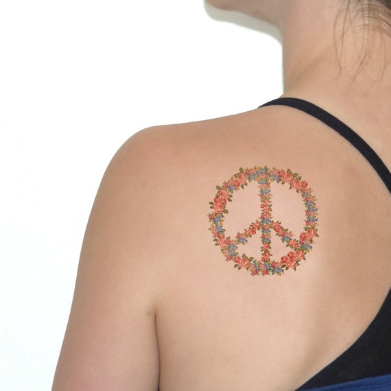 Friedenszeichen temporäre tattoo / floral temporäre von siideways