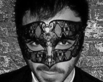 Black Venetian Metal Masquerade Mask men,Laser Cut Masquerade Ball Mask (for Him)