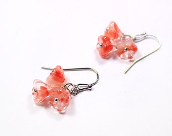 peach earrings rose jewelry teacher gifts girl rose dangles pink jewelry romantic earrings summer jewelry daughter gift marble gift пя75