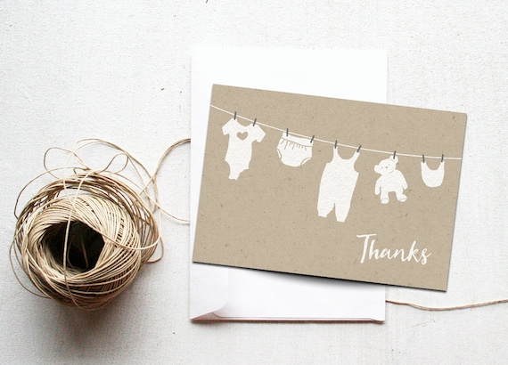 Baby Shower Thank You Card Printable Instant Download Diaper