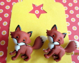 Fox earrings-fox studs-Fox jewelry-Animal Earrings-woodland jewelry-kids-childrens-story book-fox posts-teen gifts-tween-clip on earrings
