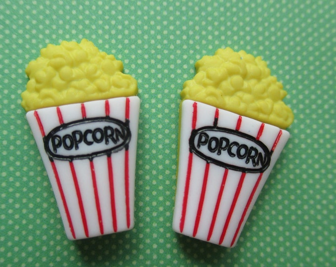 Popcorn studs-Food earrings-Theater-popcorn earrings-movie popcorn-teen-Tween-novelty post-Food jewelry-clip on earrings-kids-miniature food