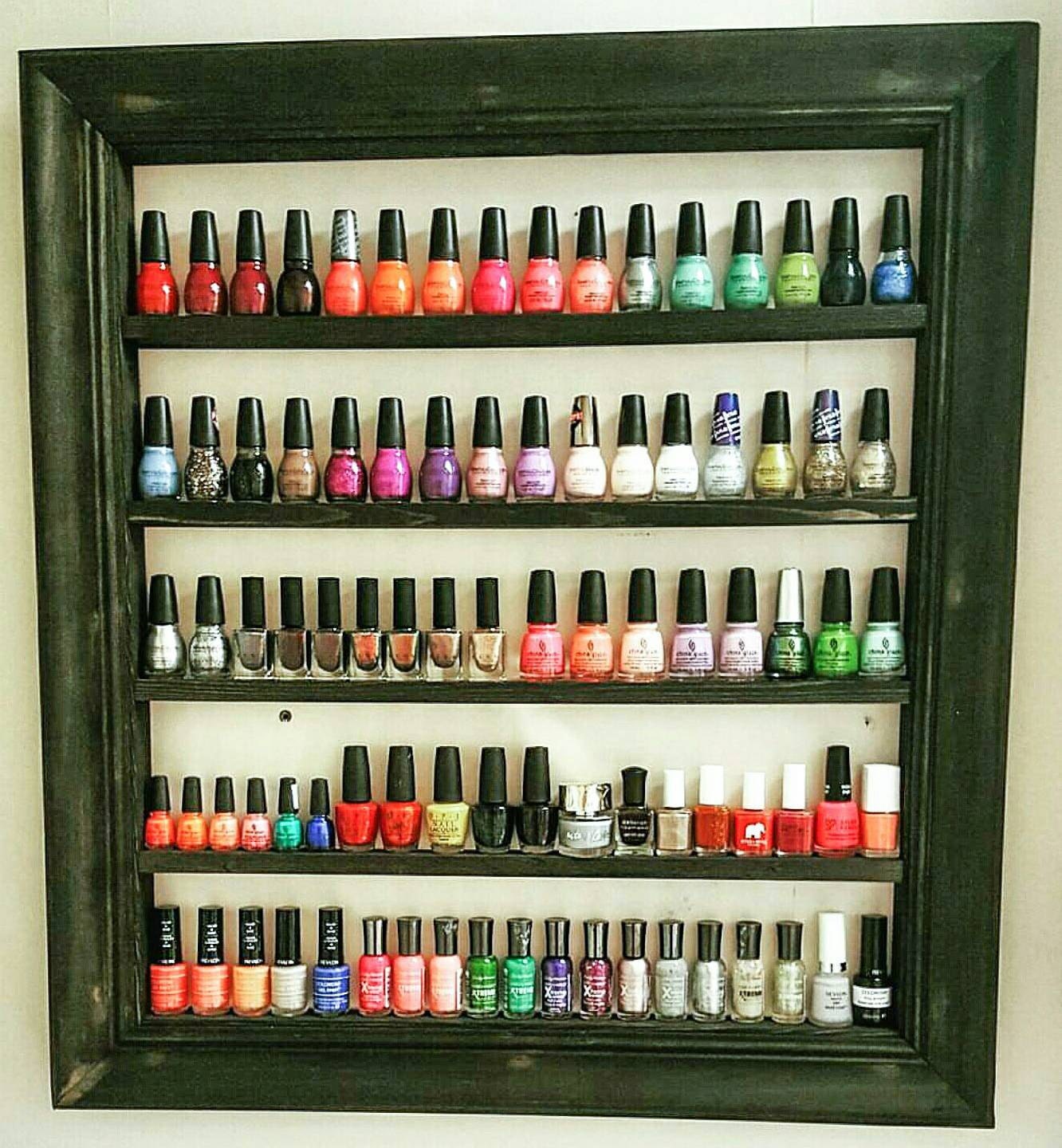 Wood Nail Polish shelf Essential Oils Shelf by HisHersWoodworking