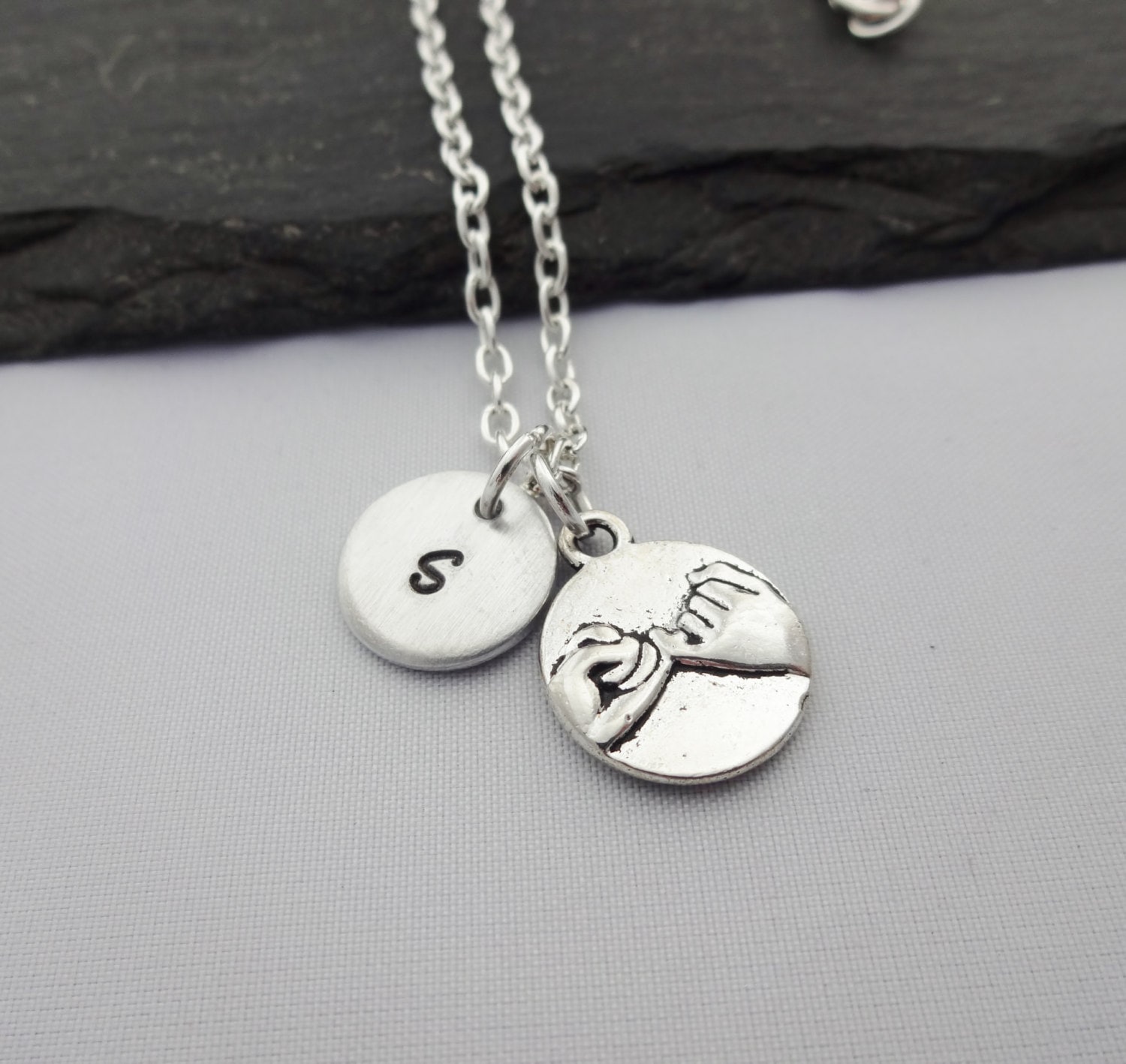 Pinky Promise Necklace Initial Promise Necklace Friendship