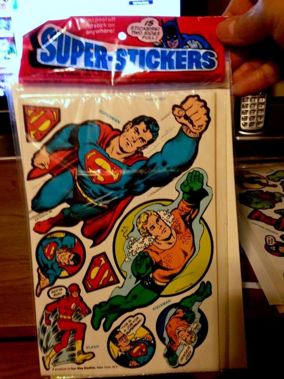 15 Vintage 1970's DC Superhero Stickers mint in original