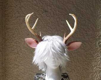 NEW ARRIVAL! Realistic Doe / Deer Antlers Horns and optional ears 3D Printed (Ultra Light Weight Plastic) Reindeer Antlers comic-con