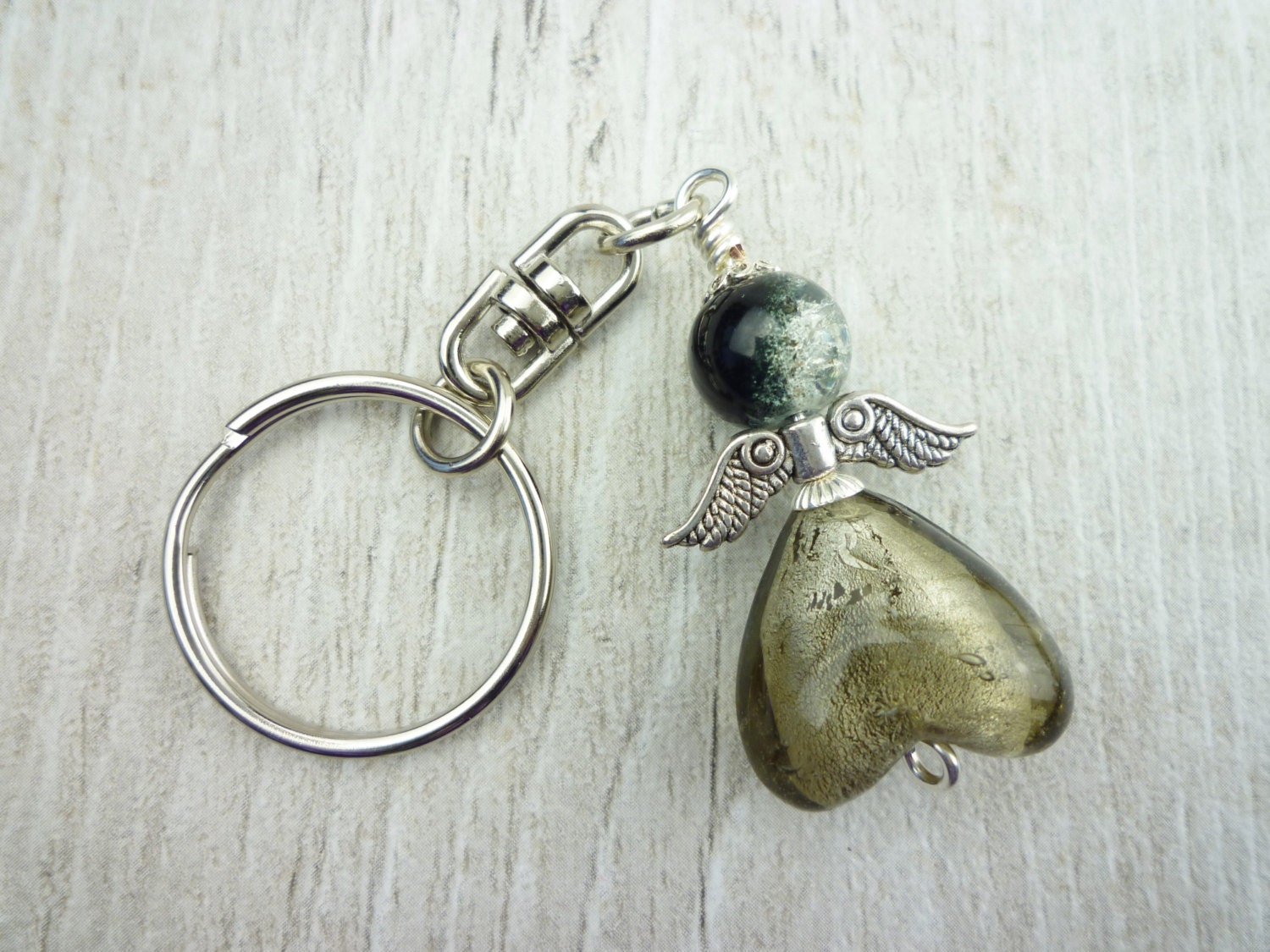 Guardian Angel Keyring Guardian Angel Keychain Grey Angel