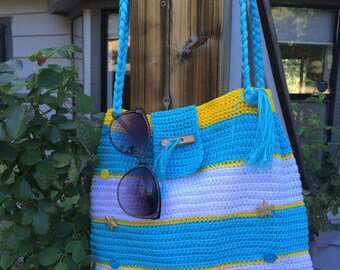 Summer Beach Bag, Crochet Tote Bag, Crochet Purse, Tote Bag, Shoulder Bag, Womens Accessories, Womens Purses