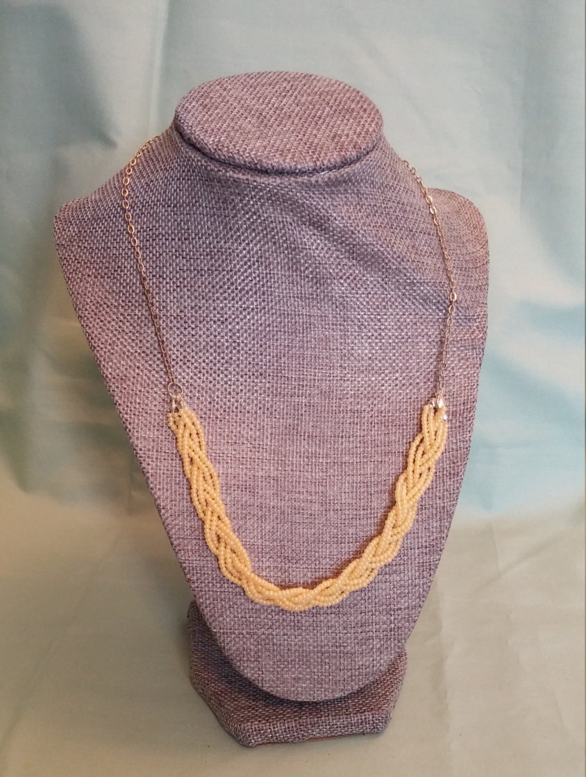 Thin braided bead necklace