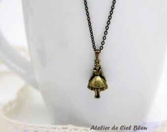 Alice, Alice Necklace, Antique Bronze Alice Charm Necklace, Mini Alice Necklace, Alice in Wonderland Necklace, Alice Jewelry