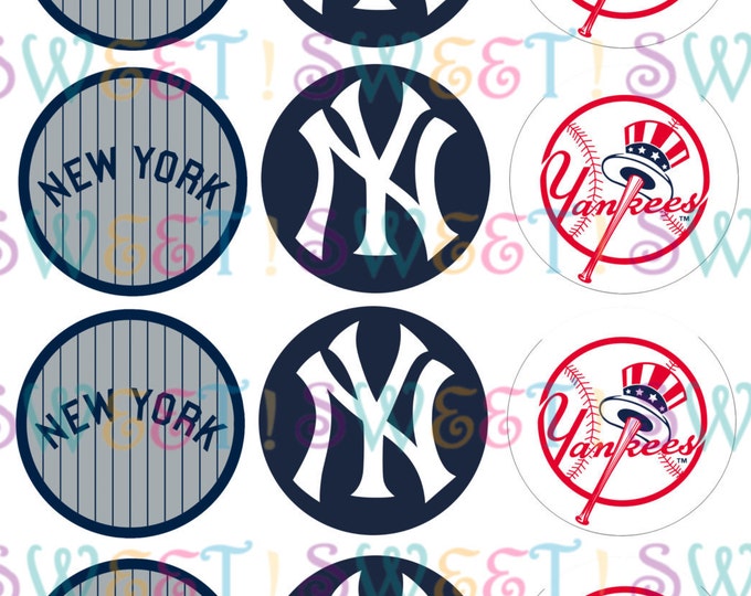 Edible New York Yankees Cupcake, Cookie or Oreo Toppers - Wafer Paper or Frosting Sheet