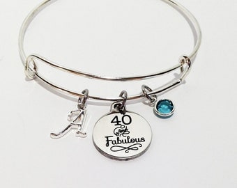 40th Birthday, 40th Birthday Party, 40th Birthday Gifts for Women, Adjustable Bracelet, Over the Hill Gift, 40th Birthday, 40 and Fabulous