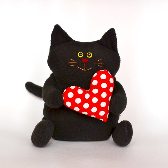 black stuffed cat toy