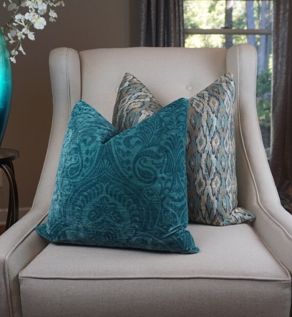 Paisley Teal Pillow Cover Teal Decorative by SewDeevinePillows