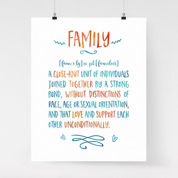 Modern Family definition art print gift for mom family wall