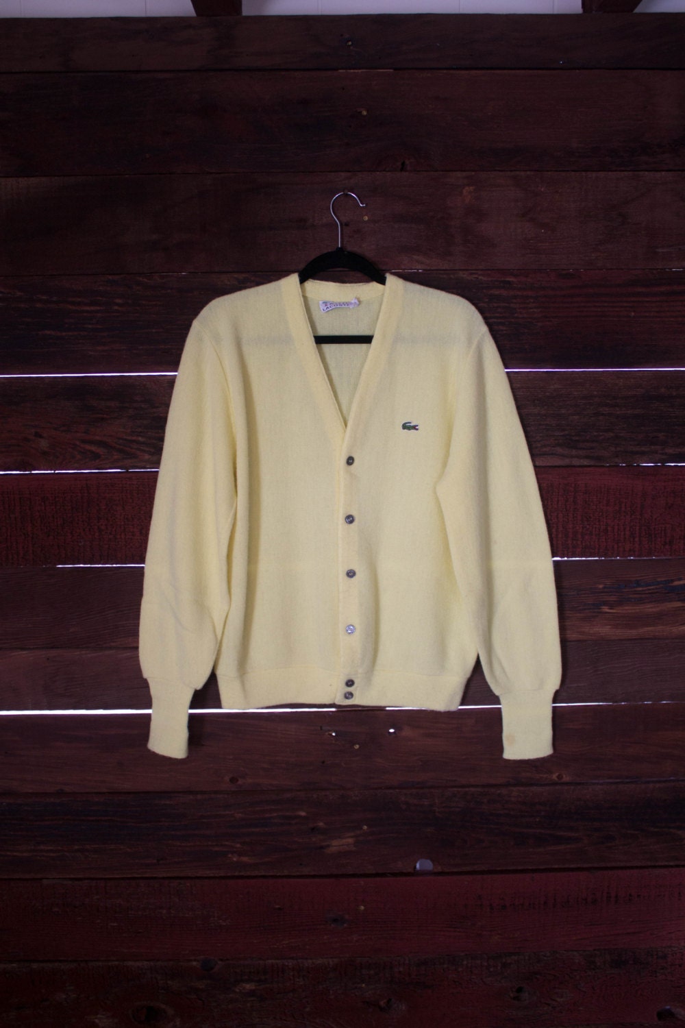 Vintage Izod Lacoste Cardigan Sweater Yellow Classic