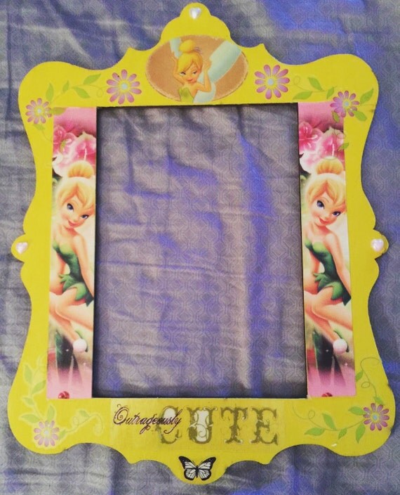 Items similar to Tinkerbell frame hand painted Disney inspired. Wood