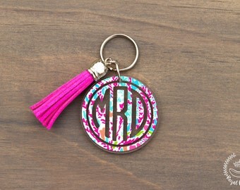 Monogrammed Keychain w/ Tassel - 2 Inch