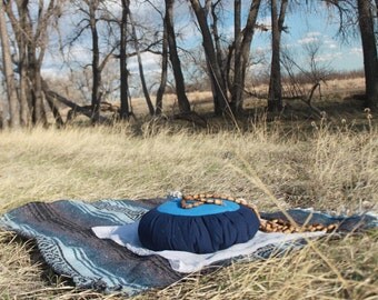 ORGANIC Buckwheat hull Meditation-Japa-Yoga Cushion/Bolster/Zafu Handmade & Handloom