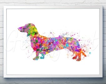 Dachshund Watercolor Art Print - Home Living - Animal Painting - Dog Poster - Wall Decor - Home Decor - House Warming Gift