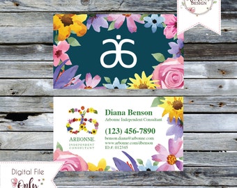 Floral Watercolor Business Card // 3.5"x2" // Double Sided // Personalized Digital Files