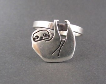 Sterling Silver Sloth Ring - Silver Sloth Ring - Sloth jewelry