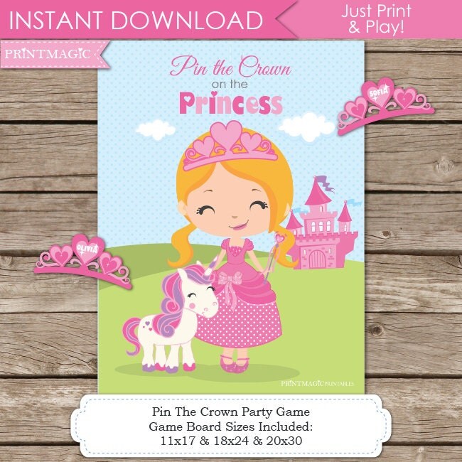 Pin the Crown on the Princess Printable Party Game 4