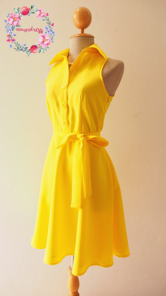 DOWNTOWN Canary Yellow  Dress  Lemon Club Dress  Yellow  Shirt 