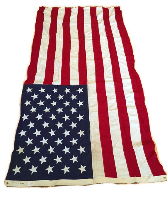 Items similar to Vintage 1960s American Flag 9Ft Cotton Distressed ...