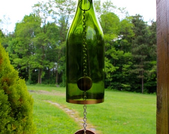 Wine Bottle Wind Chime - Wine Bottle Decor - Garden Decor- Patio Decor - Wine Gifts - Bohemian Decor - Recycled Wine Bottle - Wedding Gift