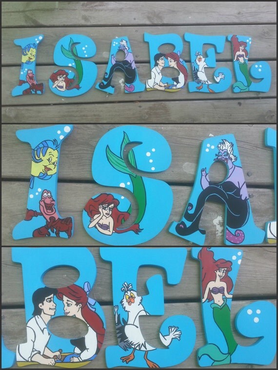 little mermaid letters hand painted letters name letters