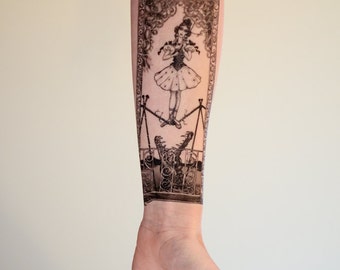 Tightrope Girl Small Temporary Tattoo