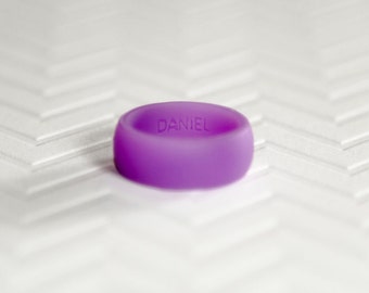 Personalized Silicone Ring - Violet Mens Silicone Wedding Band Safe Ring Gift for Men Gift For Him Gift For Husband Gift Personalized