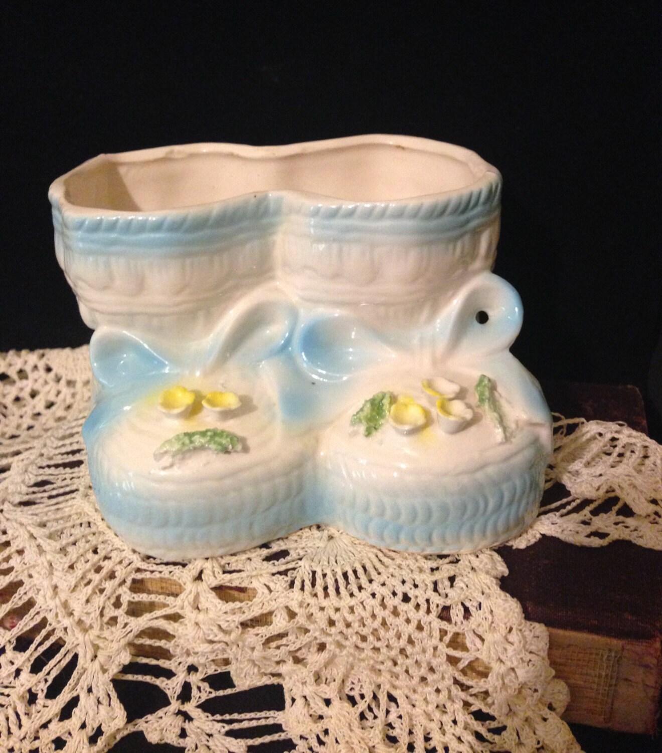 Baby Bootie Planter Blue Baby Planter New Baby Shower Gift