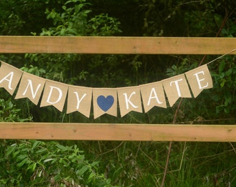 Bridal Shower Banner, Wedding Banner, Personalized Bridal Shower, Couples Name, Engagement Party decoration, Customize Wedding Burlap Banner